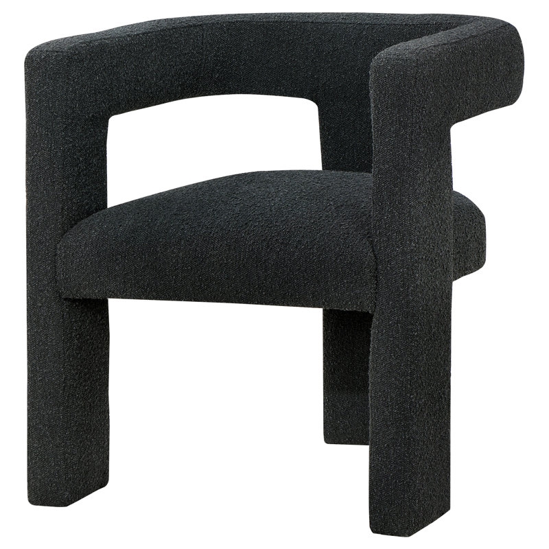 Jeremas Boucle Upholstered Accent Side Chair Black, Black Polyester