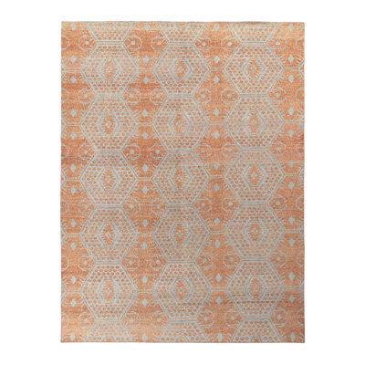 Distressed Homage Hand Knotted Wool Geometric Area Rug