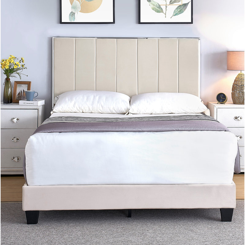 Kolin Upholstered Standard Bed, Beige, Twin