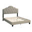 Lit double tapissier contemporain en polyfibre grise, cadre de lit arqué en bois, tête de lit réglable en gris