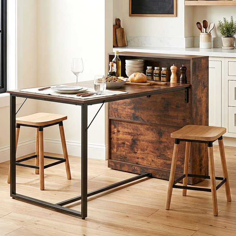 4-6 Person Dining Table with Storage, Brown/Black