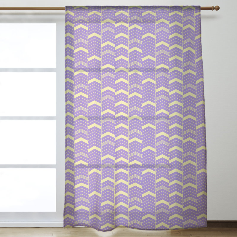 Stephenie Sheer Curtain Single Panel, Purple/Yellow