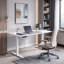 Height Adjustable Sit Stand Desk White Electric Memory Control Desk with Cable Holes for Office Gaming