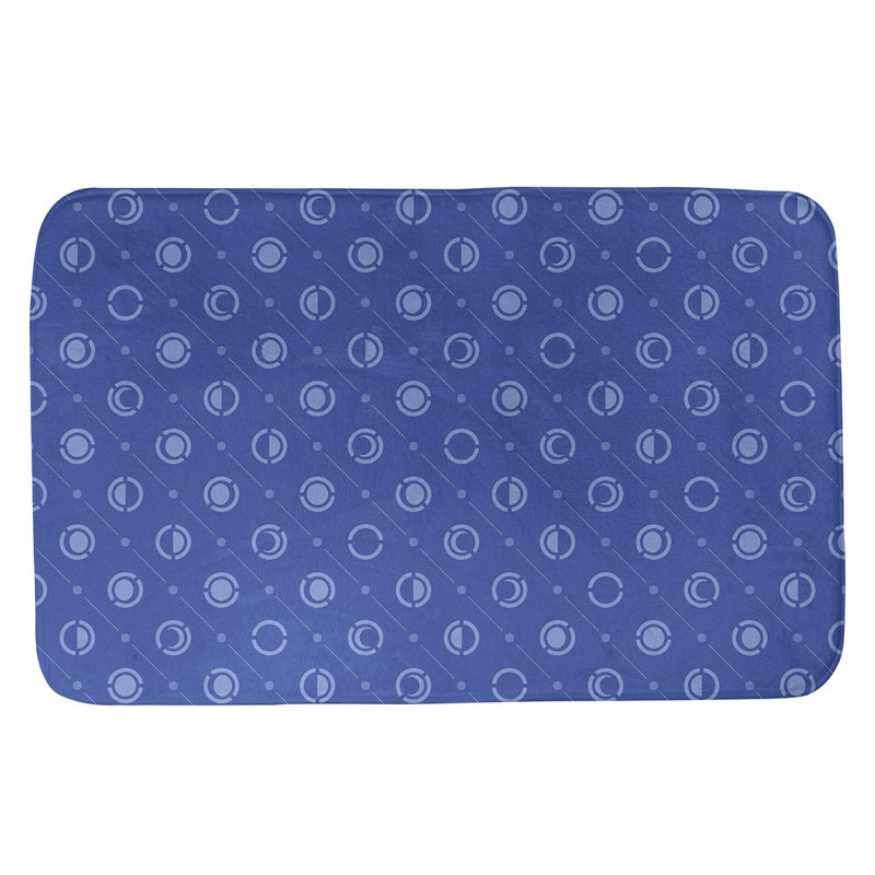 Tapis de bain géométrique antidérapant en microfibre Moon phases, l 21 po x L 34 po, bleu