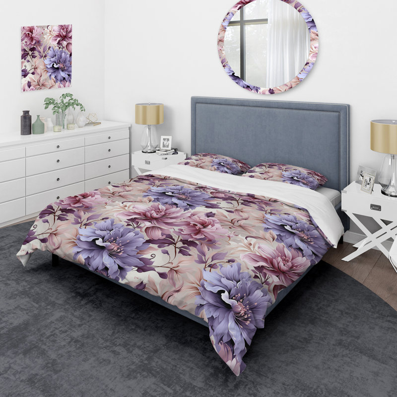 Literie éthérée à motif floral victorien III, Housse de couette simple + 1 taie décorative stan