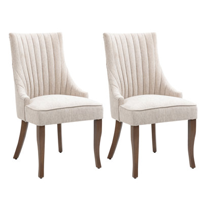 Chaise d'appoint de salle à manger capitonnée en tissu de lin moderne (ensemble de 2)