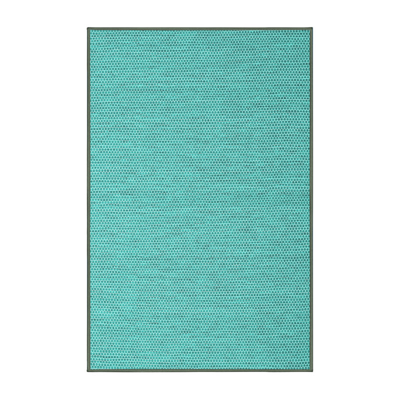 Tapis bleu sarcelle / polyester en laine tissé à la machine 5 pi x 8 pi Nerine