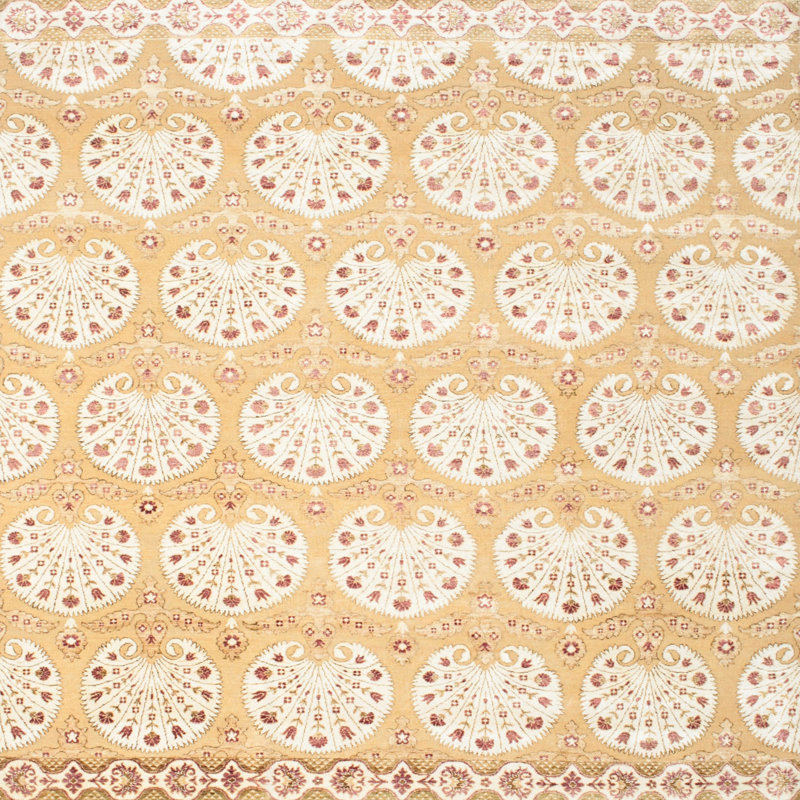 Tapis orange/blanc contemporain, Carré 3 pi