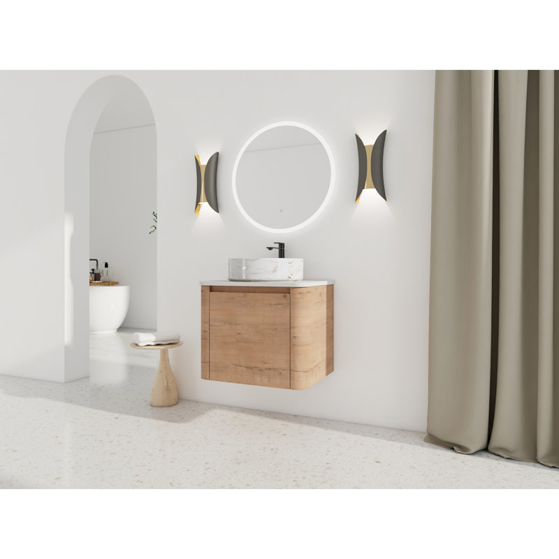 Meuble-lavabo mural compact en contreplaqué élégant et contemporain