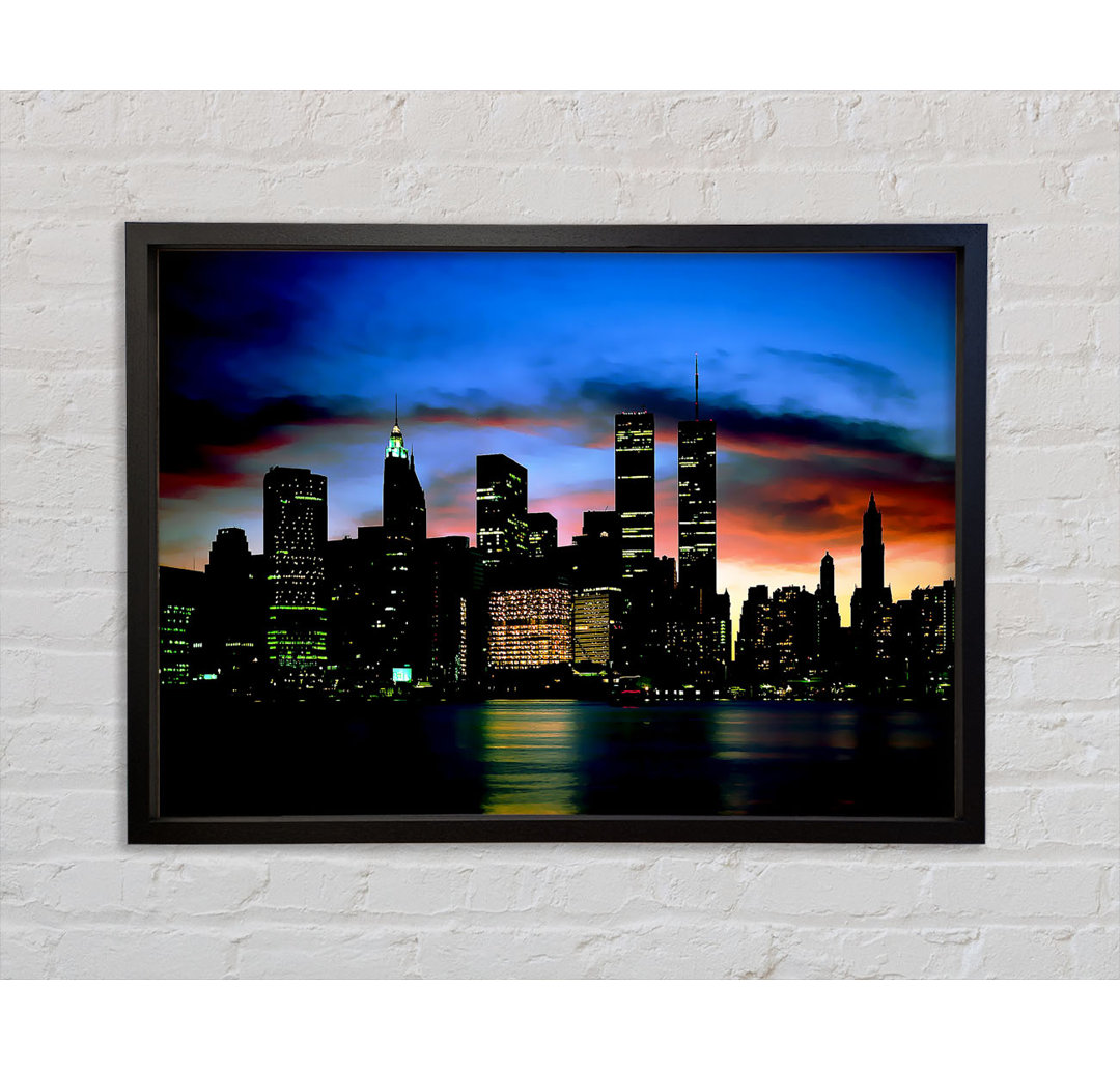 New York City Twin Towers At Night - Einzelbildrahmen Kunstdrucke auf Leinwand