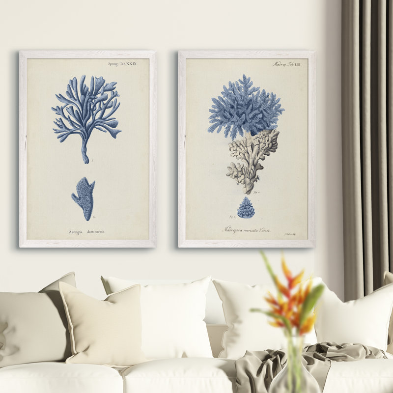 « corail antique en bleu marine iii » par vincent van gogh, ensemble de 2 reproductions d’art sur cadre photo, Pas de tapis