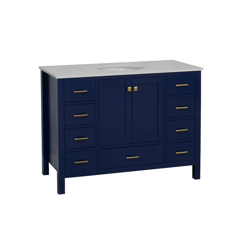 Ensemble de meuble-lavabo simple 48 po Claudett, Bleu royal, Blanc d'ingénierie
