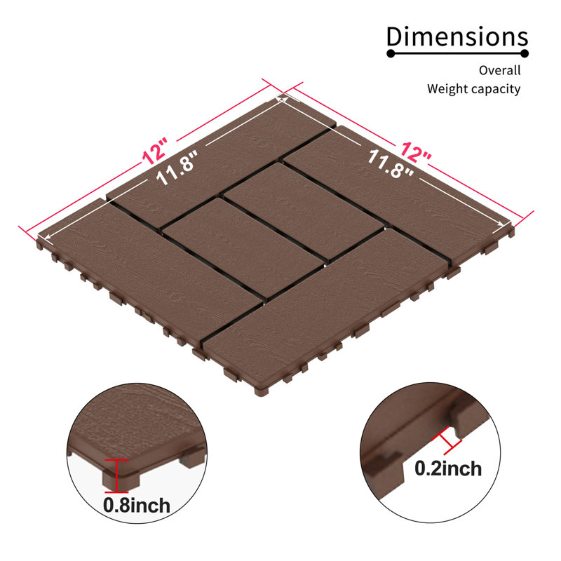 Carrelage de patio 12 po ZZ Style, Rouge brun