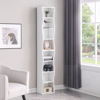 wavy border design bookcase with adjustable shelf