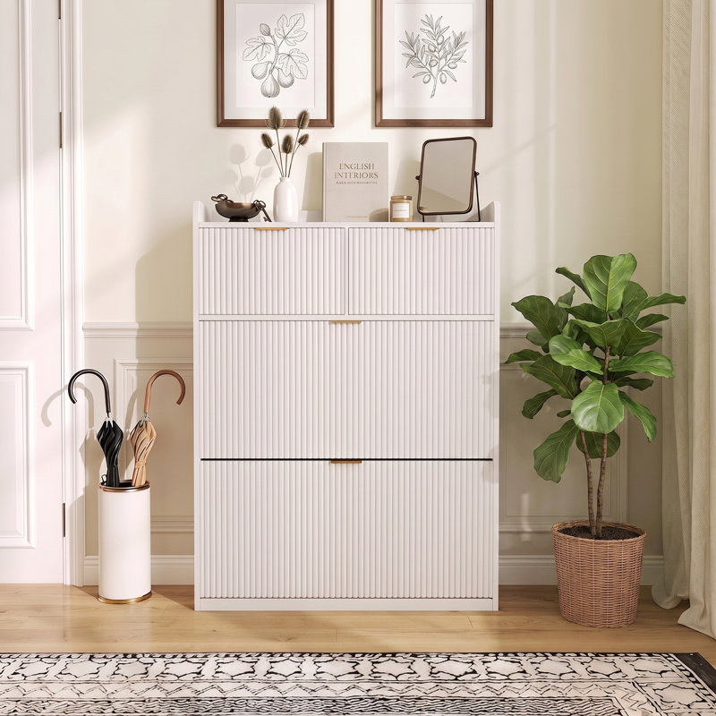 10 Pair Shoe Storage Cabinet, White