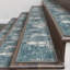 Abstract Modern Non-Slip Stair Treads Teal / Grey Washable Stair Mats with Adhesive Backing-2019118699
