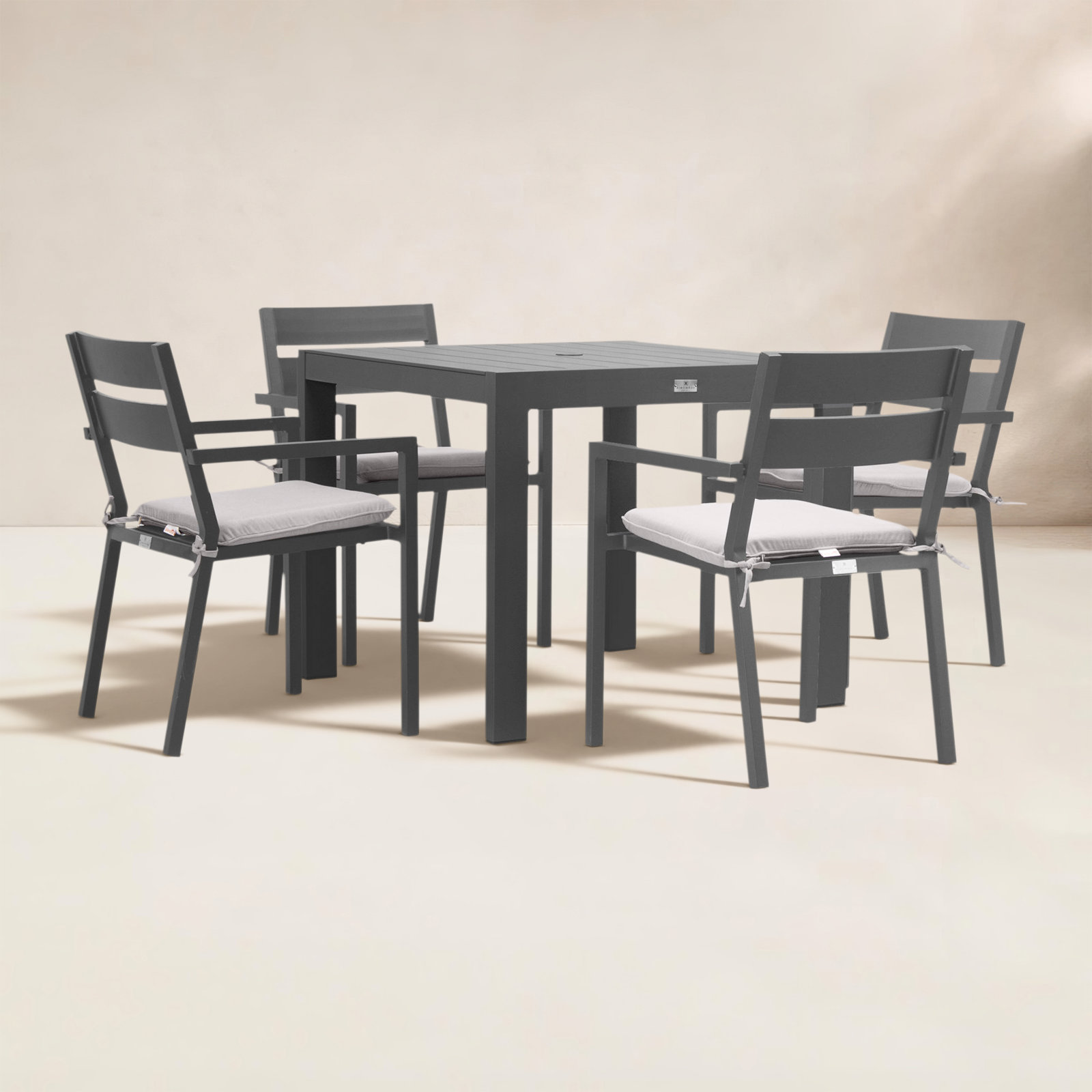Eartha 36" Patio Dining Set, Slate Gray, Cast Silver Sunbrella®