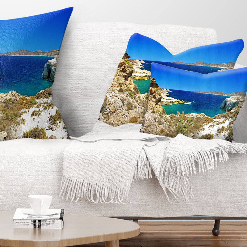 Coussin Seashore Milos Island Bay Panorama, 12 po x 20 po, Rectangle