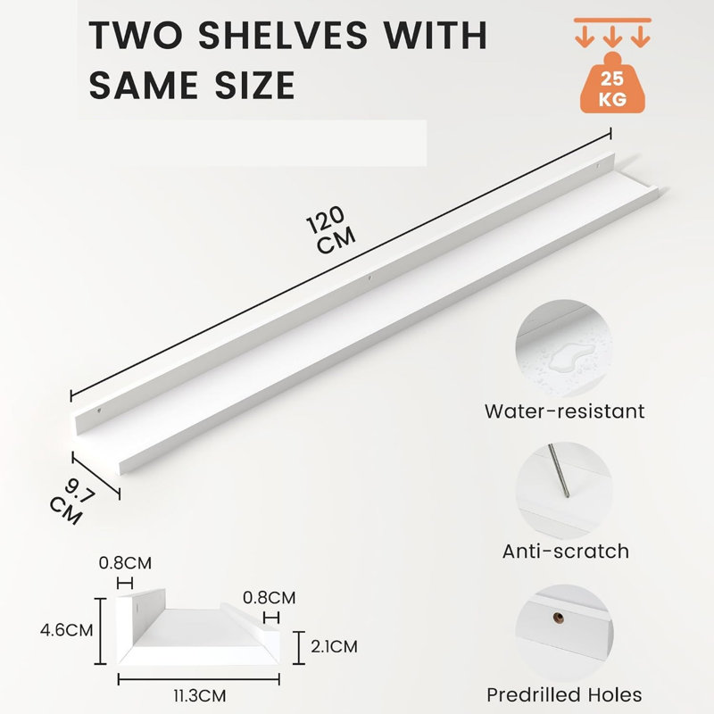 4.6 cm H x 120 cm W Floating Shelf Bookcase