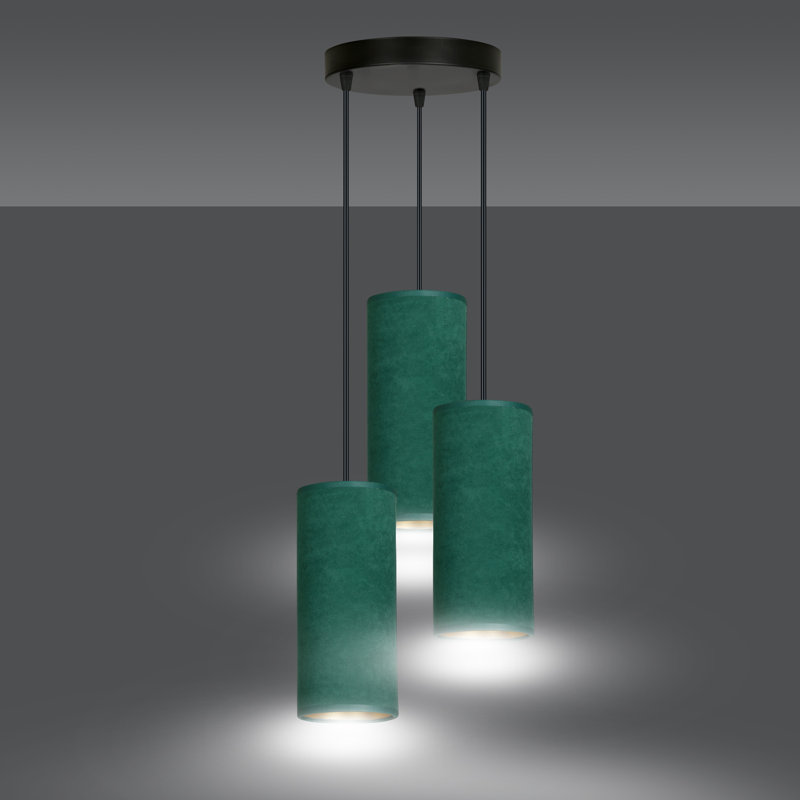 Ealidh 3 - Light Steel Cluster Pendant, Green