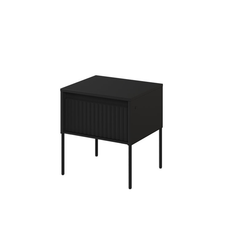 Amerion 46cm W Manufactured Wood Bedside Table, Black Matt