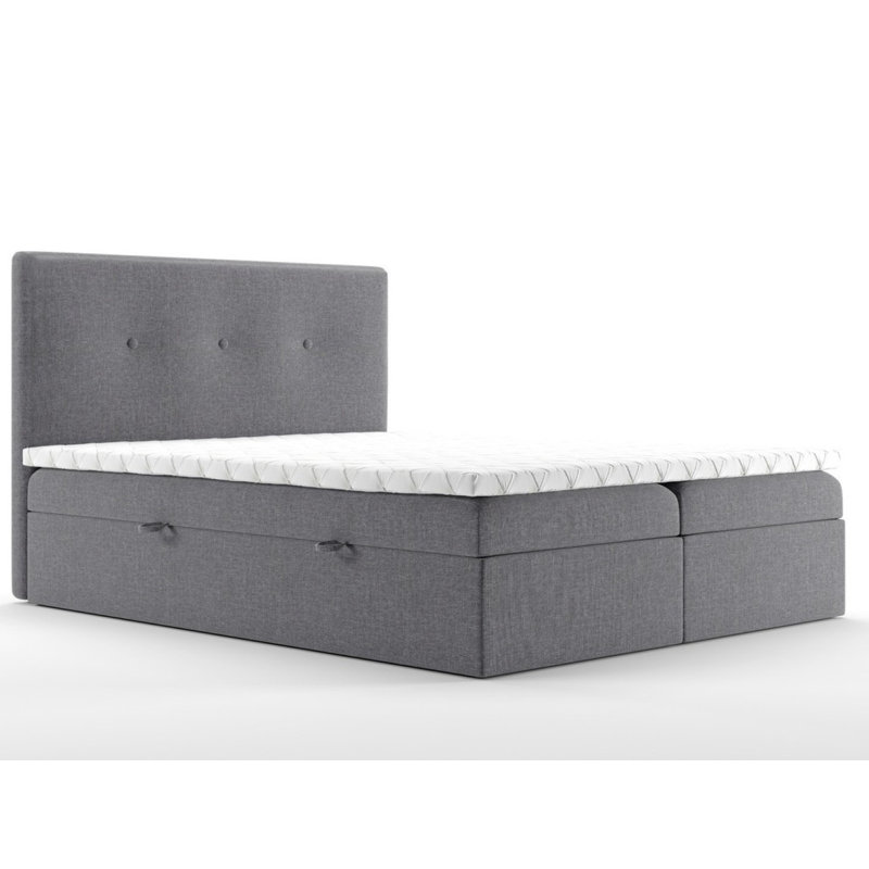 Boxspring Bed Bergen with Storage, Gray, 200 x 200cm