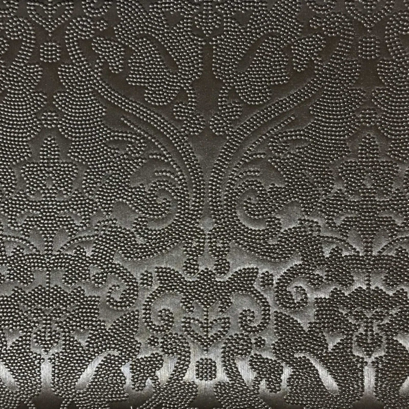 Parisian-Lyon Damask Pattern Vinyl Fabric, Pewter