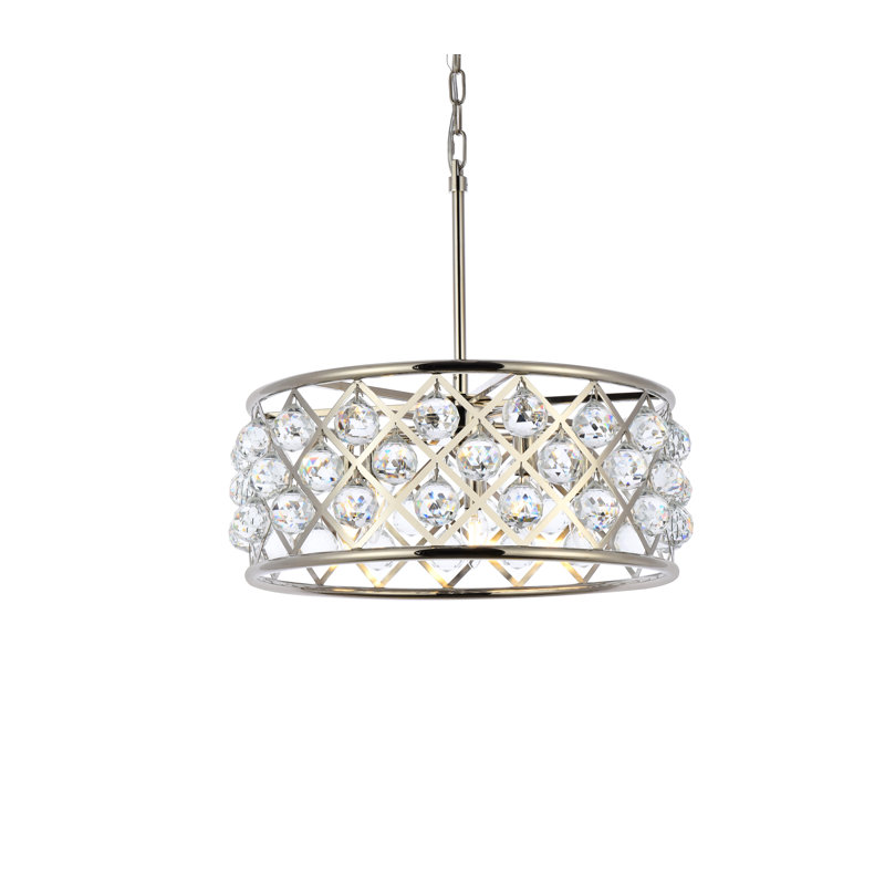 Madison 5 Lumière Tambour Pendentif, Clair comme de l'eau de roche, Nickel poli