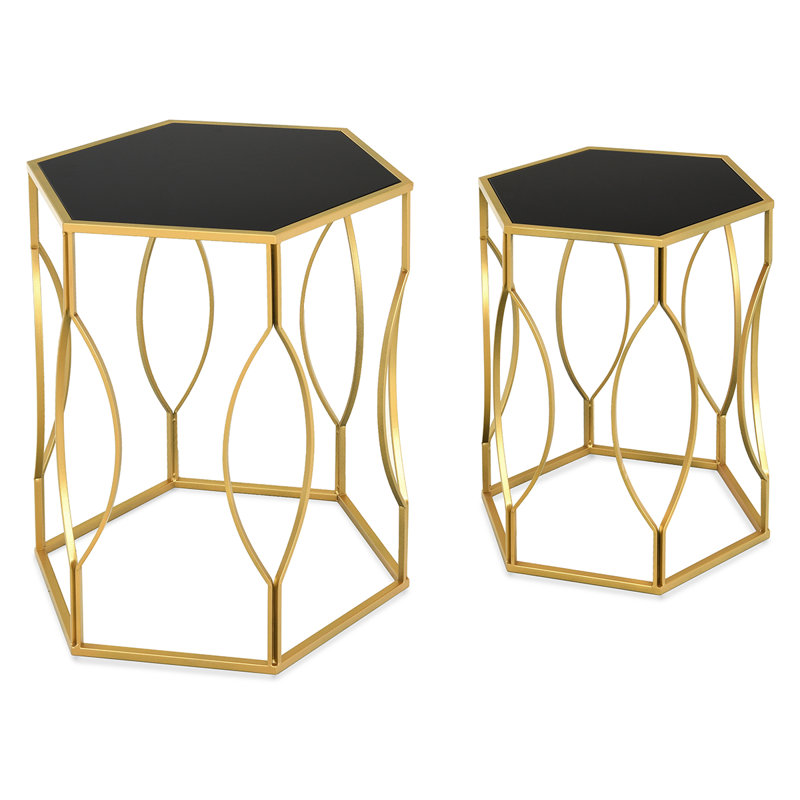 Dannicka Glass Top Frame Nest Of Tables
