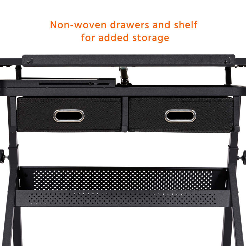 Height Adjustable Drawing and Drafting Table, Black