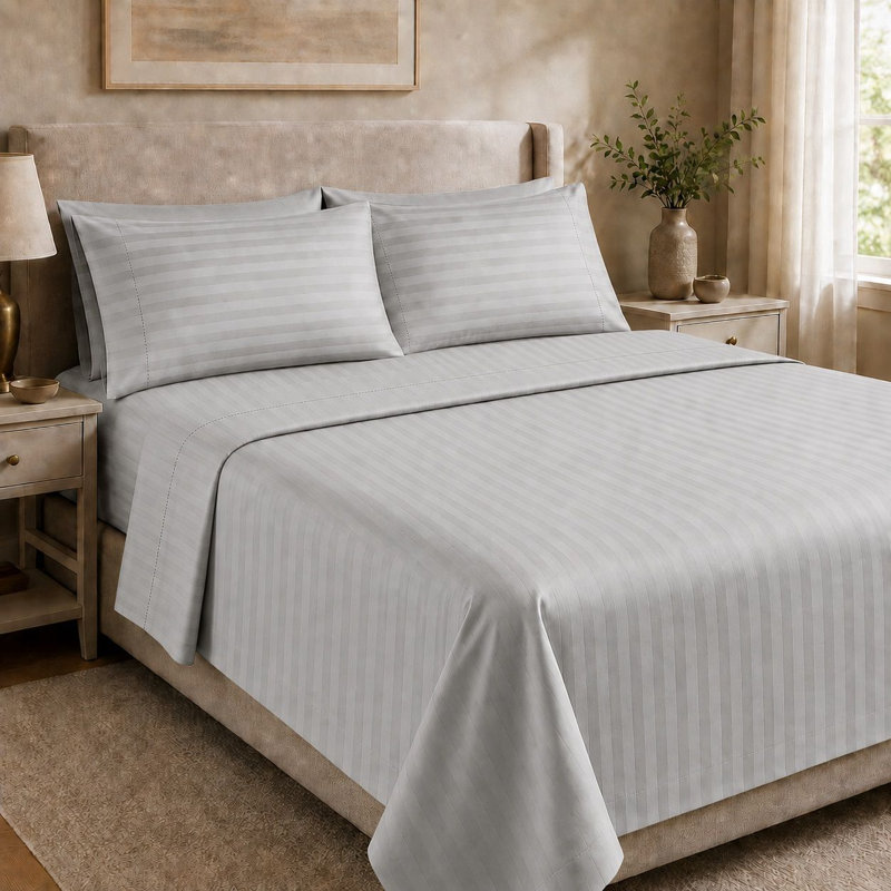 Ensemble de literie en coton égyptien à densité de tissage 1500 fils par Five Luxe Collection - Draps en satin de luxe avec ourlet élégant