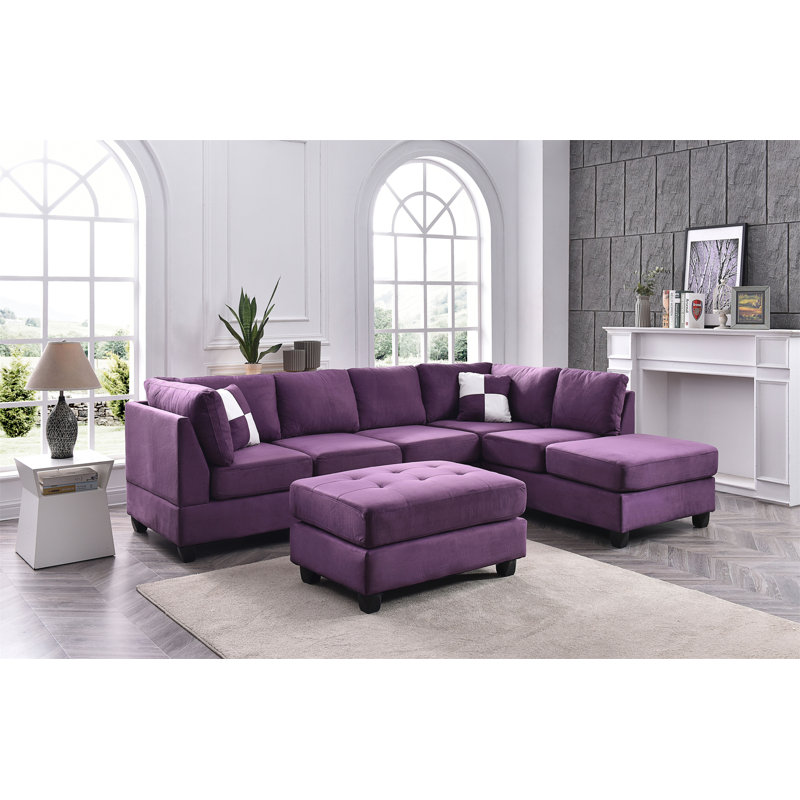 Canapé modulaire Malone G637B-SC (sans repose-pieds) , Orienté à droite, Microfibre mauve