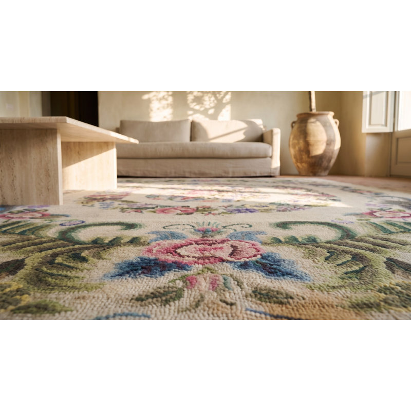 Antique Small Scatter Size Hooked American Wool 1935 Rug