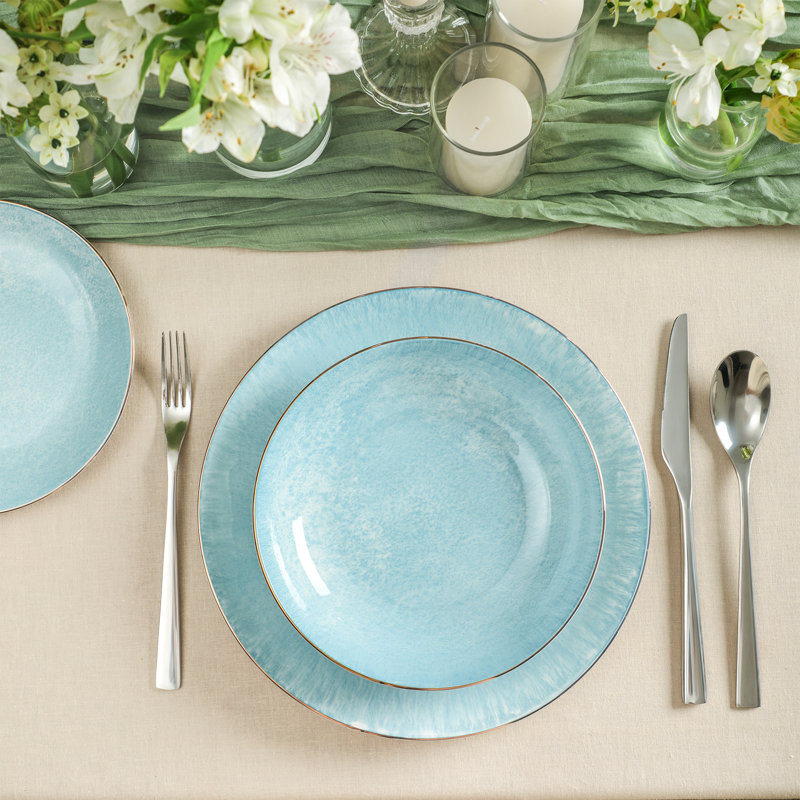Service de table 12 pièces en porcelaine Christian Siriano, Bleu