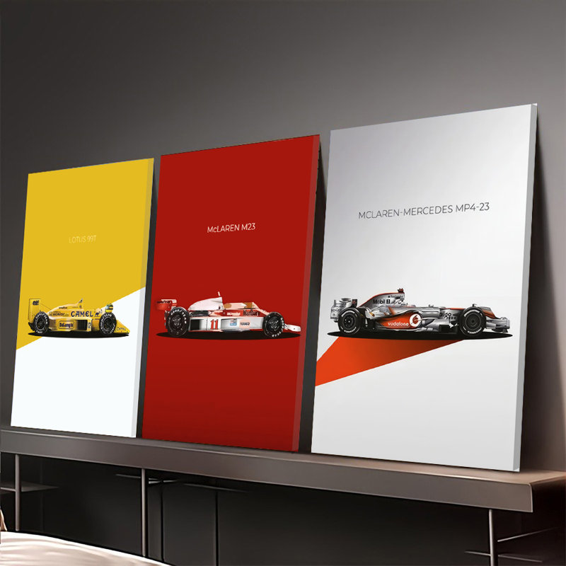 3PCS Wall Arts Posters Framed, Vintage Formula Racing Car Canvas Wall Art Set of 3 Modern Minimalist Decor for Home Office Garage Man Cave Automotive Enthusiast Gift High Quality Print Ready to Hang