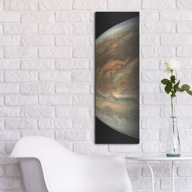 Art mural en métal luxueux «Soaring Over Jupiter» par la NASA, 12 po x 36 po