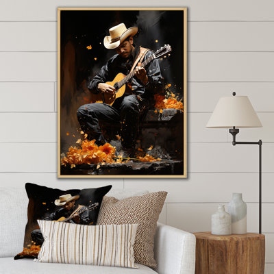 Machleid orange noir, art mexicain les mariachis - reproduction
