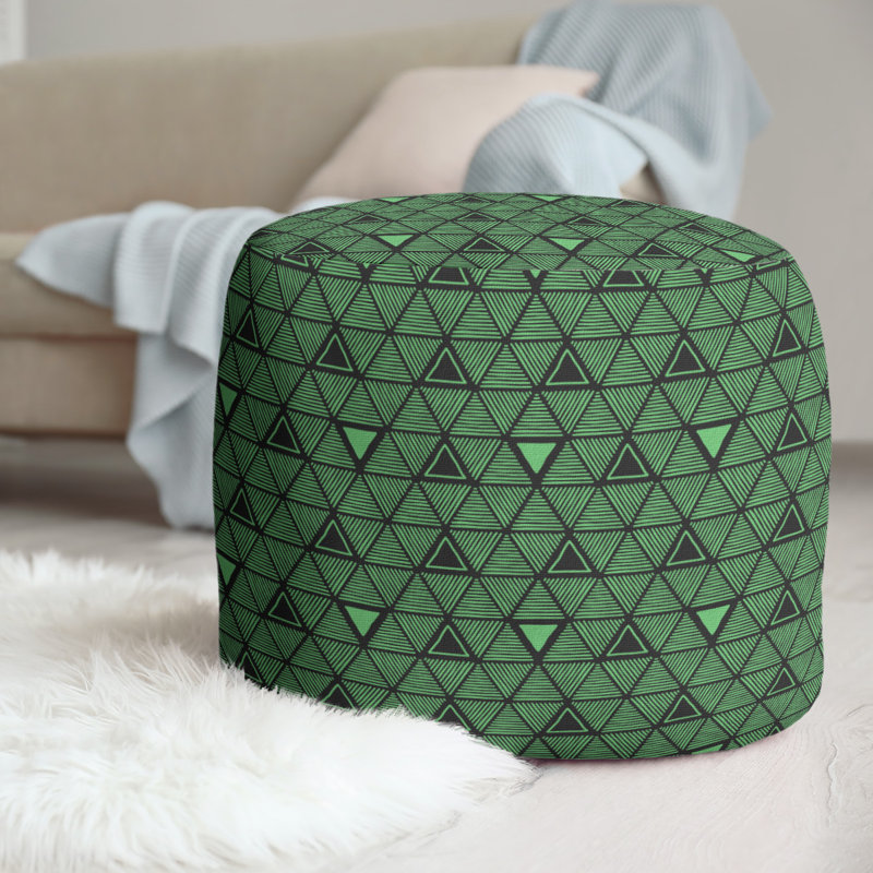 Upholstered Pouf, Dark Green