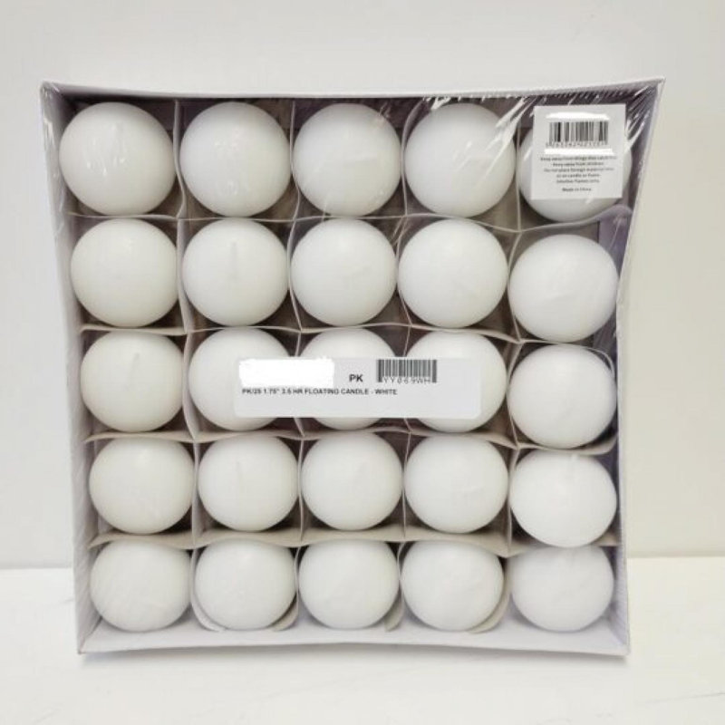 Ensemble de 25 bougies flottantes blanches de 3,5 heures