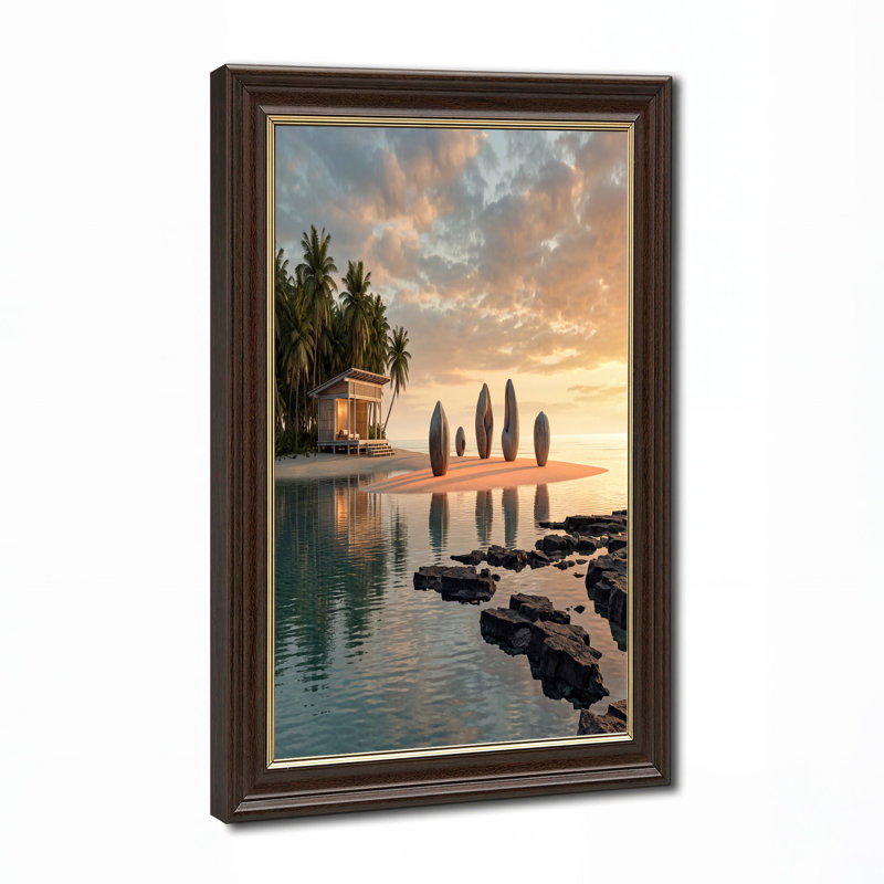 Art mural sur toile, "Tropical Beach Hut", H 12 po x l 18 po