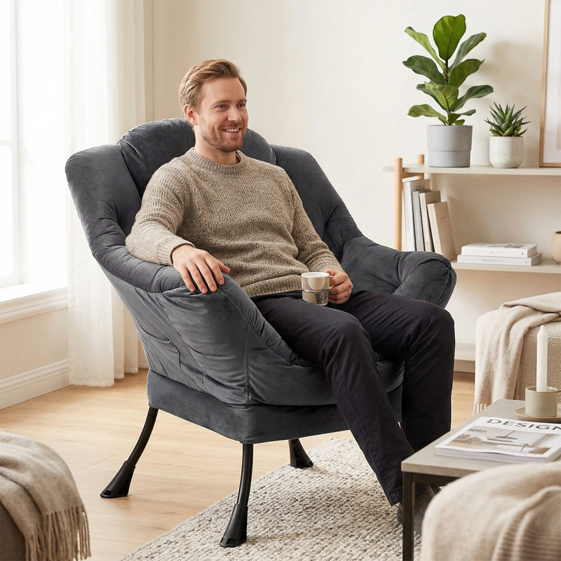 Armchair Accent Chair Lazy Chair, Dark Grey