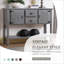 Buffet console en pin massif 48 po rétro avec 2 tiroirs / armoires / tablette inférieure, gris antique | Finition patinée | Pin