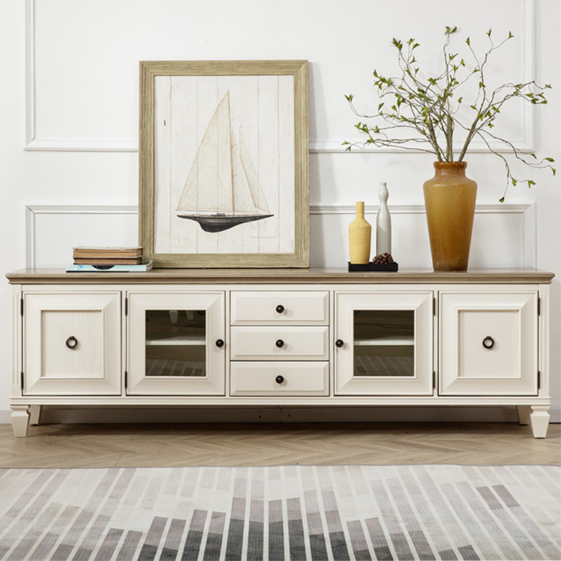 American solid wood high legged TV stand