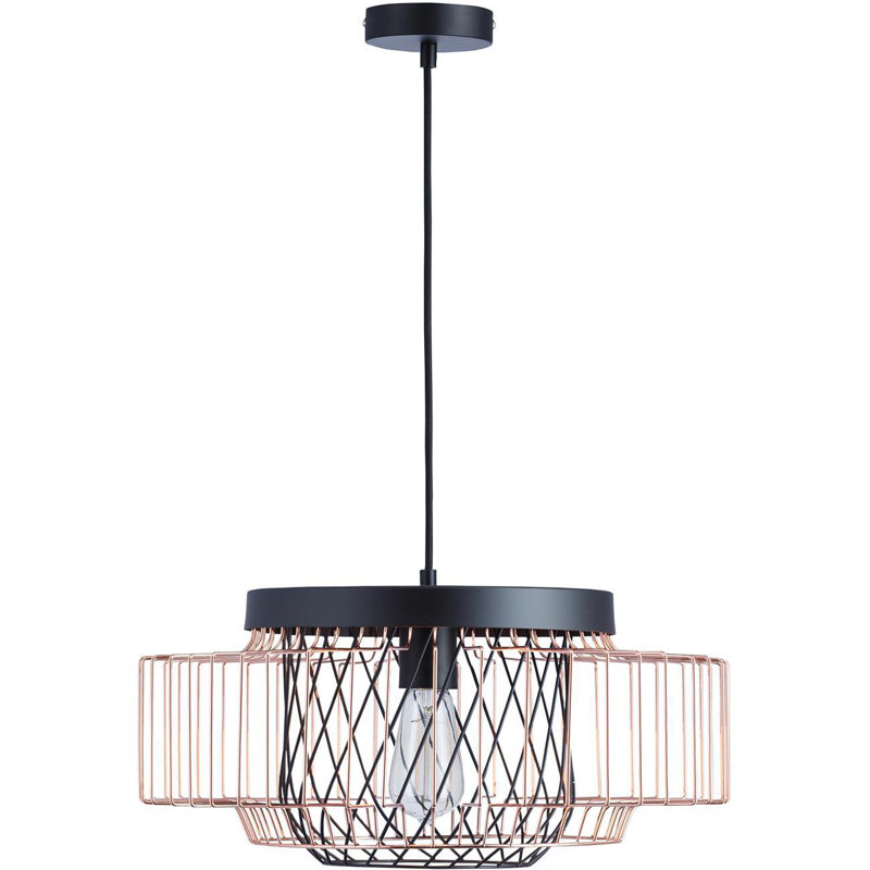Mauck 1 - Light Black Unique/Statement Pendant, Black/Copper