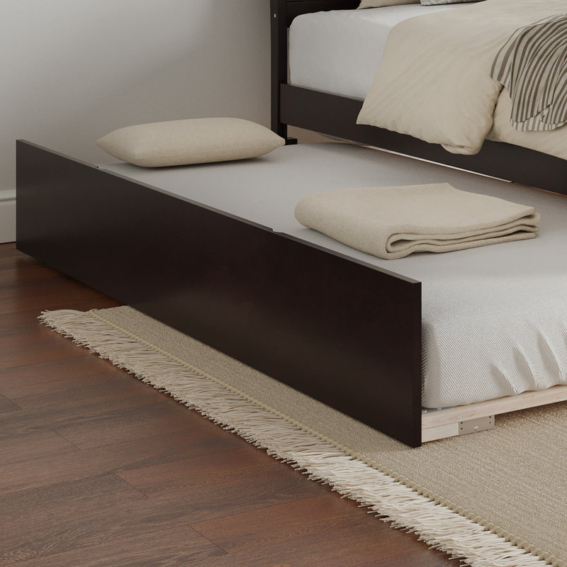 Rasnick Solid Wood Roll Out Trundle Bed, Espresso, Twin XL