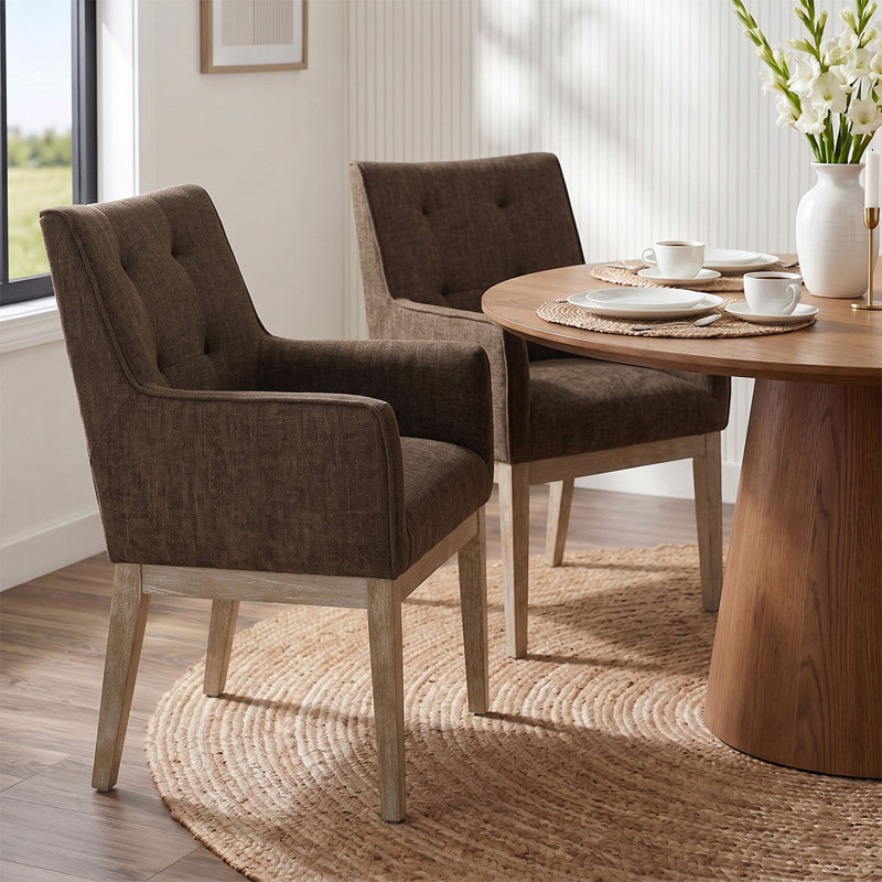Fauteuil de salle à manger rembourré 19,5 po, Brun