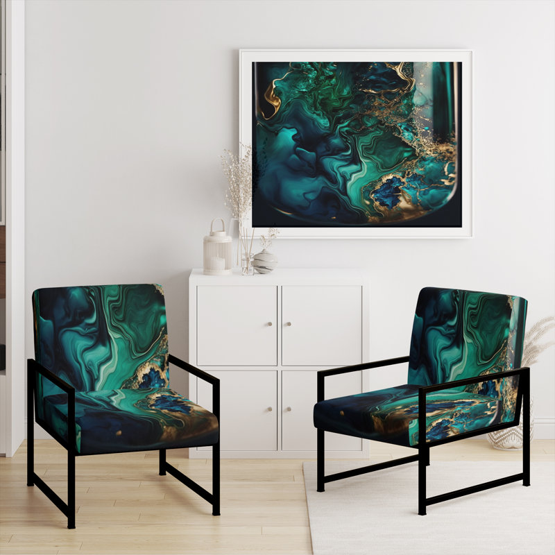 Cullivan - Fauteuil d'appoint rembourré en marbre, Noir, noir, noir, noir