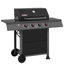 Barbecue au gaz propane liquide à 4 brûleurs avec tablettes latérales Royal Gourmet, noir