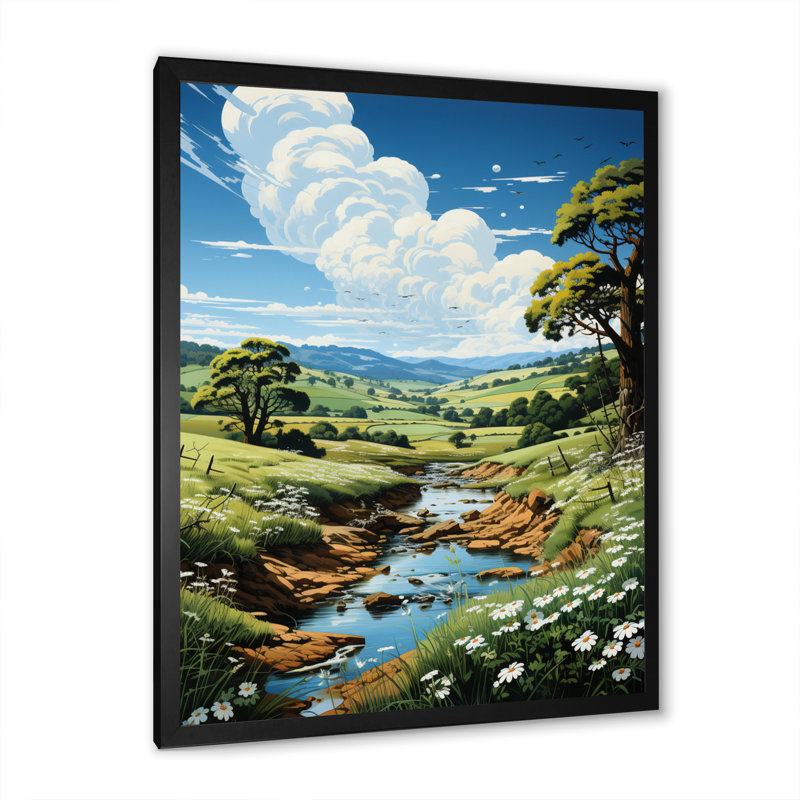 Countryside River Bend II, reproduction d'art sur toile, Noir, H 32 po x l 24 po x P 1 po