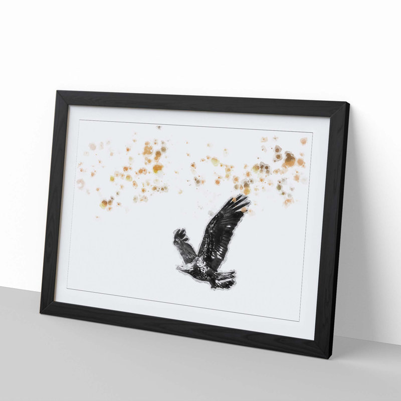 Bald Eagle in Flight in Abstract - Picture Frame Painting Print, Black Framed, 62cm H x 87cm W x 2cm D